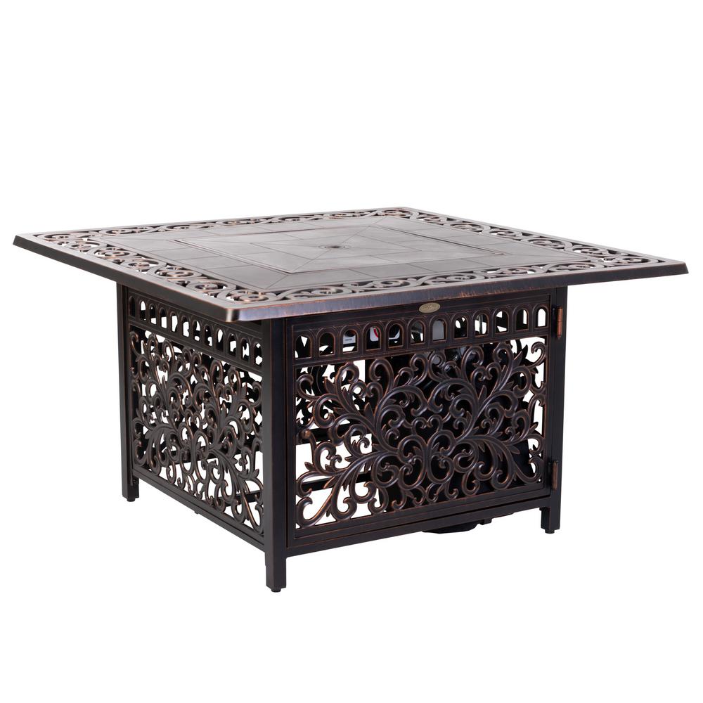 Az Patio Heaters 45 In Square Slatted Aluminum Firepit In Bronze