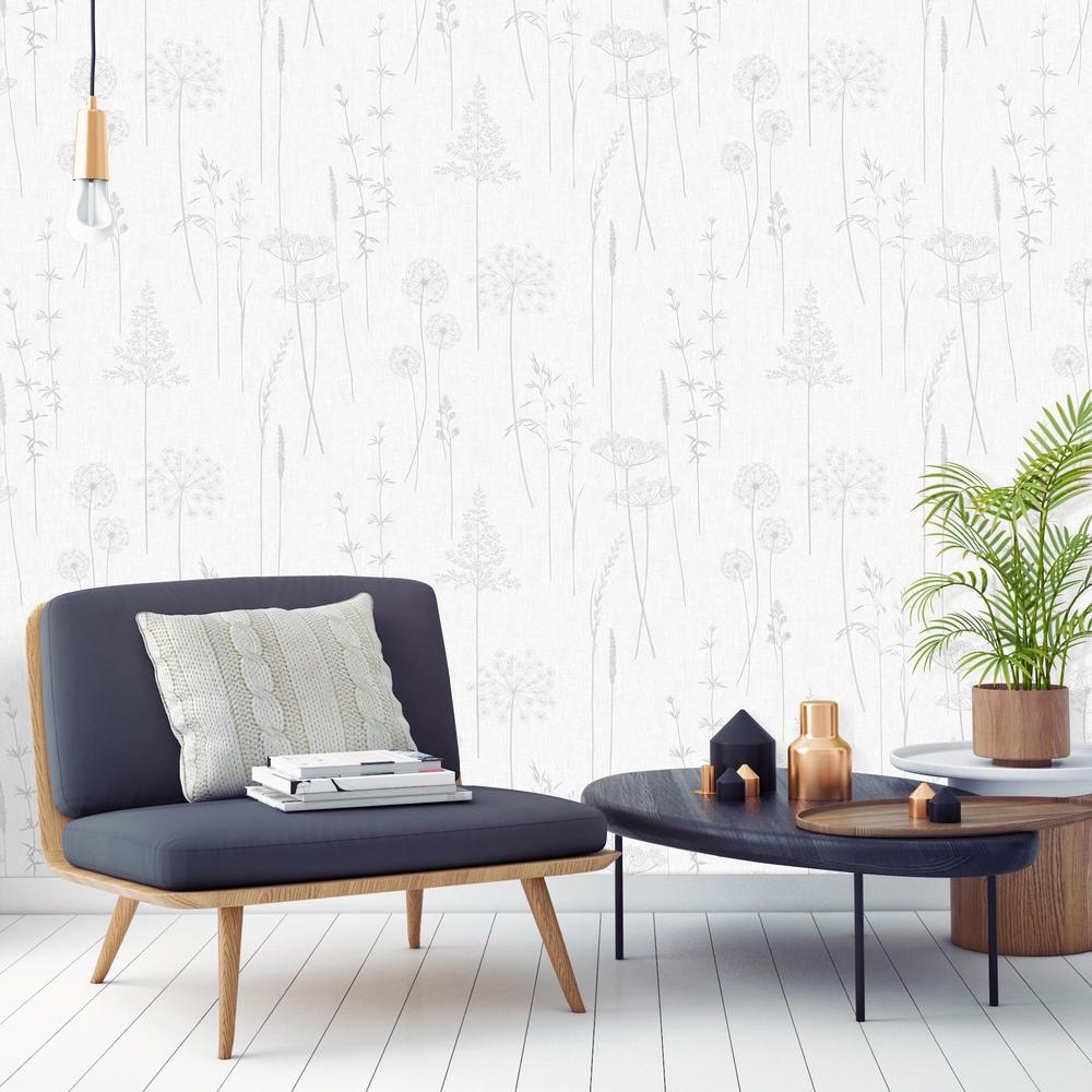 Graham Brown Simplicity Meadow Silver Removable Wallpaper 104888