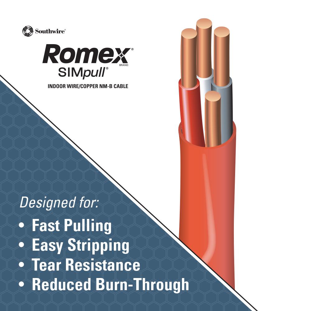 Orange Solid Romex SIMpull CU NM-B W/G Wire 100 Ft 10/3 Copper ...