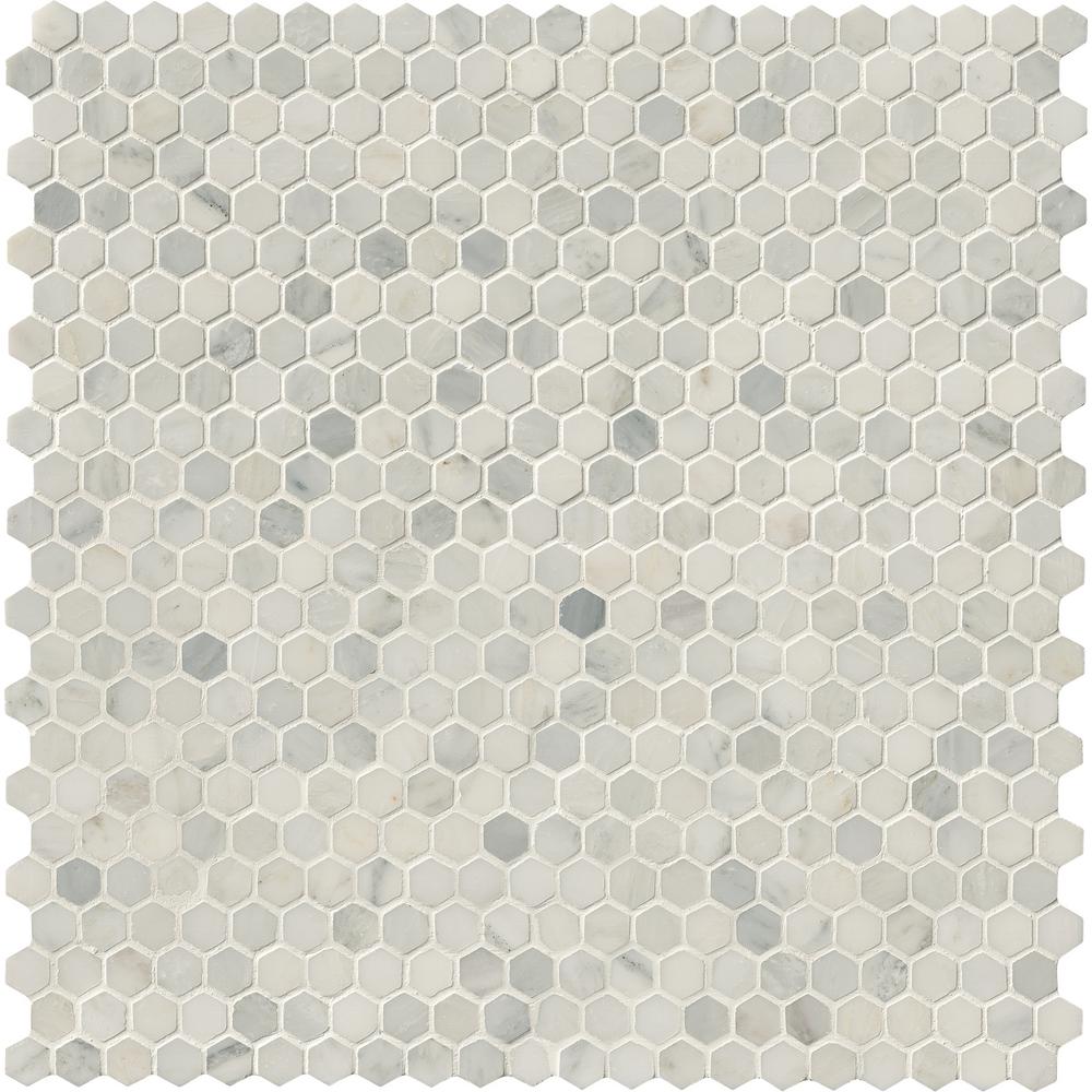 tile marble mosaic hexagon greecian msi honed 10mm mounted mesh sq ft case