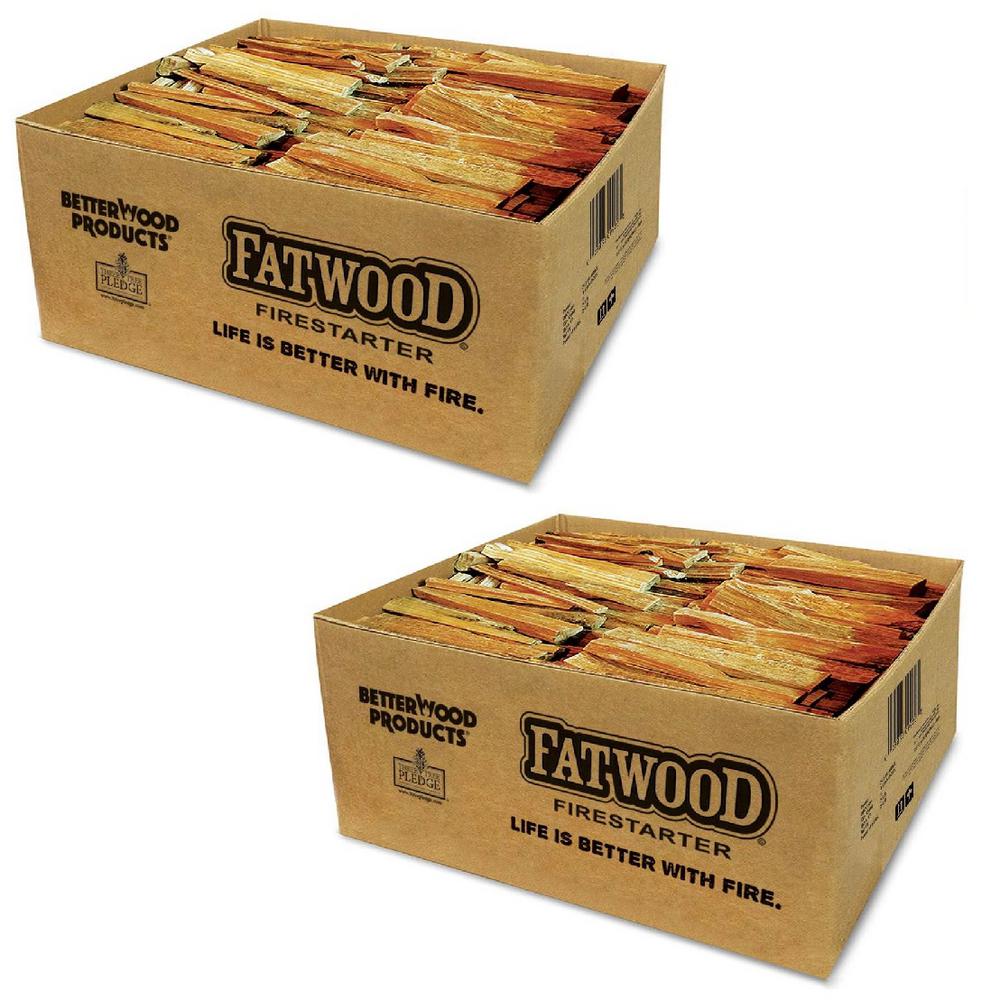 BETTER WOOD PRODUCTS Natural Hand Split Fatwood 35 Lbs. Firestarter (2 ...