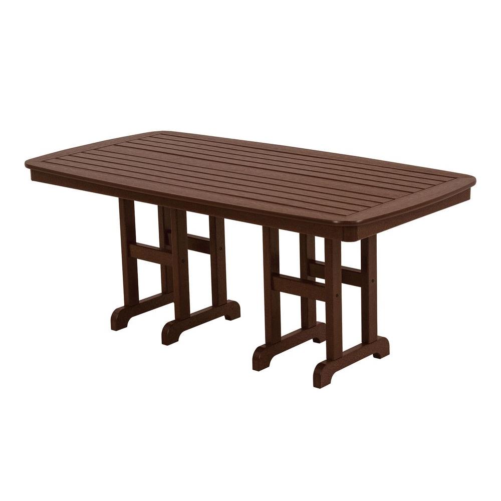 Polywood Nautical 37 In X 72 In Mahogany Plastic Outdoor Patio Dining Table Nct3772ma The Home Depot