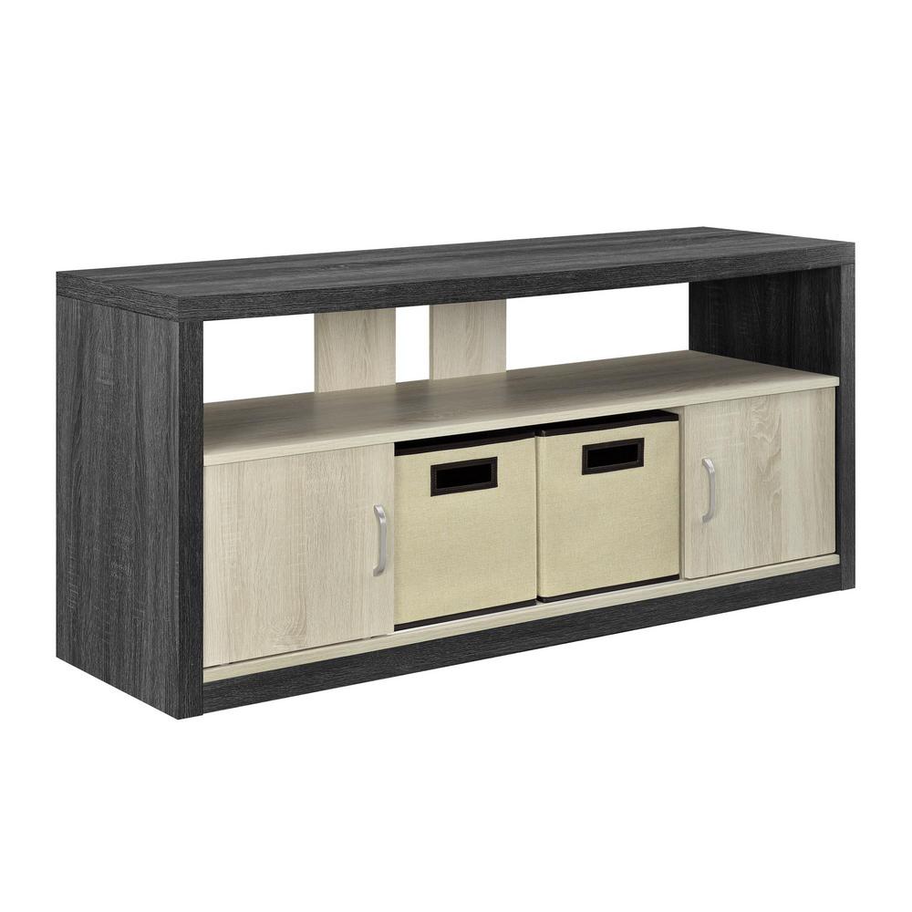 Ameriwood Ivywood 50 In Espresso Light Oak Tv Stand With 2 Fabric