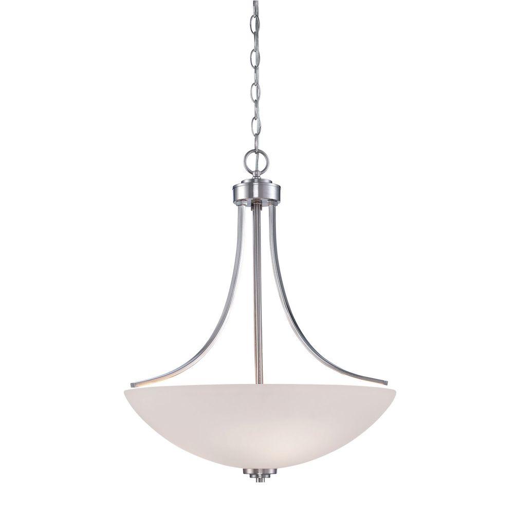 Millennium Lighting 3-Light Brushed Nickel Pendant with Etched White ...