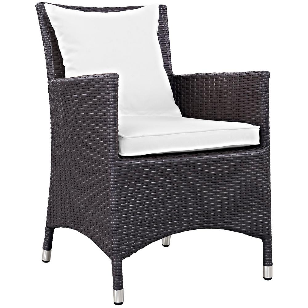 Modway Convene Wicker Outdoor Patio Dining Chair In Espresso With White Cushions Eei 1913 Exp Whi The Home Depot