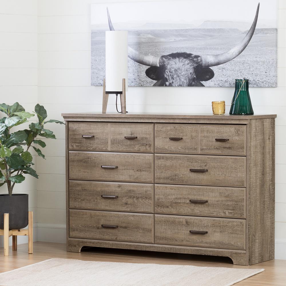 South Shore Versa 8 Drawer Weathered Oak Dresser 10609 The Home