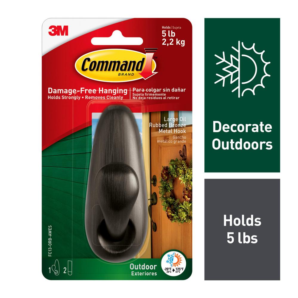 Command Outdoor Forever Classic 4 125 In Large Oil Rubbed Bronze Command Outdoor Forever Classic 4 125 In Large Oil Rubbed Bronze Metal Hook With Foam Strips