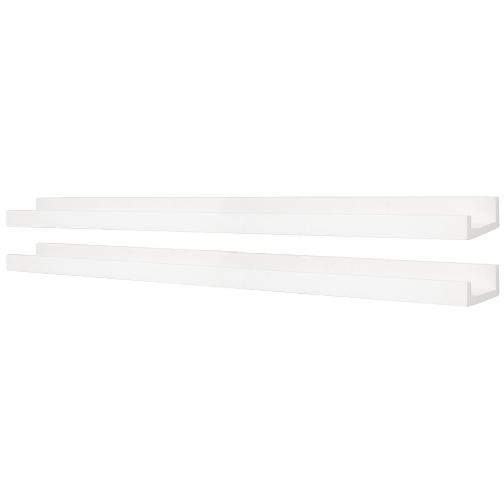 Kiera Grace Edge 44 in. W x 4 in. D White Picture Frame Ledge (Set of 2