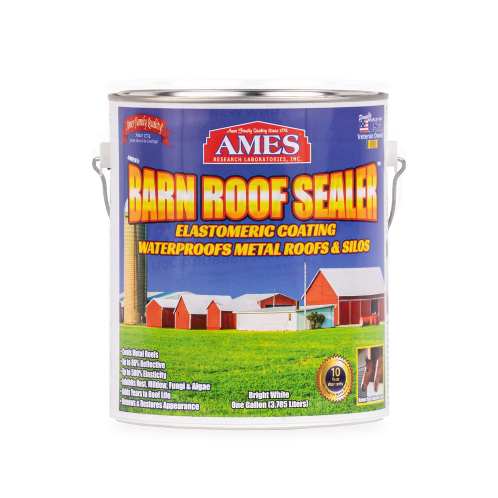 Ames 1 Gal White Barn Roof Sealer Waterproof Metal Roof And Silo Reflective Roof Coating Brs1 The Home Depot
