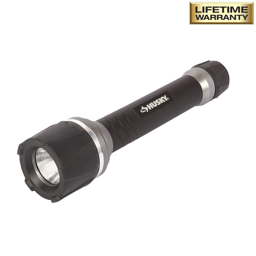 Husky Flashlights Accessories The Home Depot 90 Lumen Virtually Unbreakable Aluminum Flashlight
