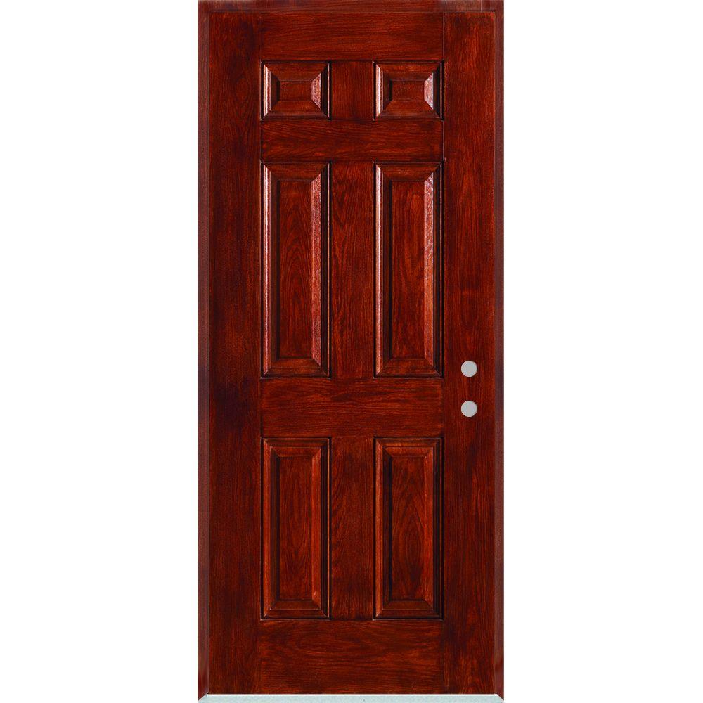 Stanley Doors 36 In. X 80 In. Left-Hand Infinity 6-Panel Stained ...