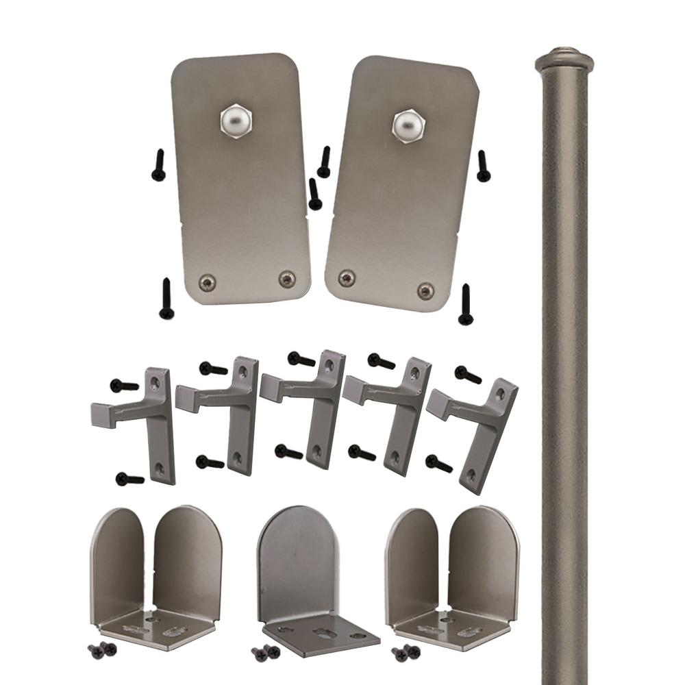 8 Ft Basic Rectangle Satin Nickel Rolling Door Hardware Kit Qg