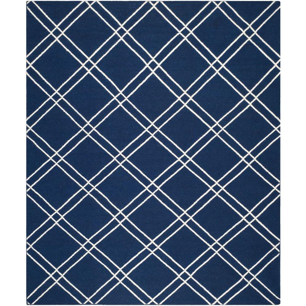 Safavieh Dhurries Navy/Ivory 9 ft. x 12 ft. Area RugDHU638D9 The