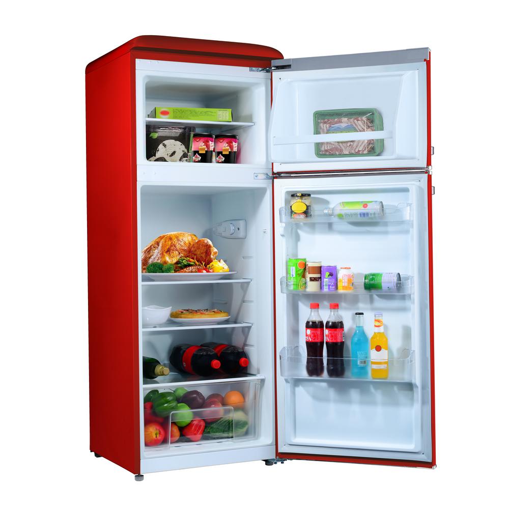 7.6 cu.ft. Retro Mini Refrigerator with Dual Door and True Freezer in Red