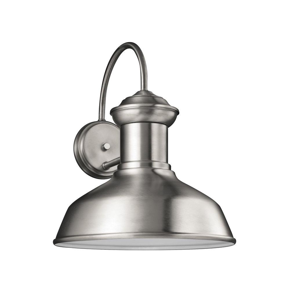 Adjule Height Brushed Nickel Transitional Outdoor Lighting Fredricksburg 1 Light Satin Aluminum Wall Lantern
