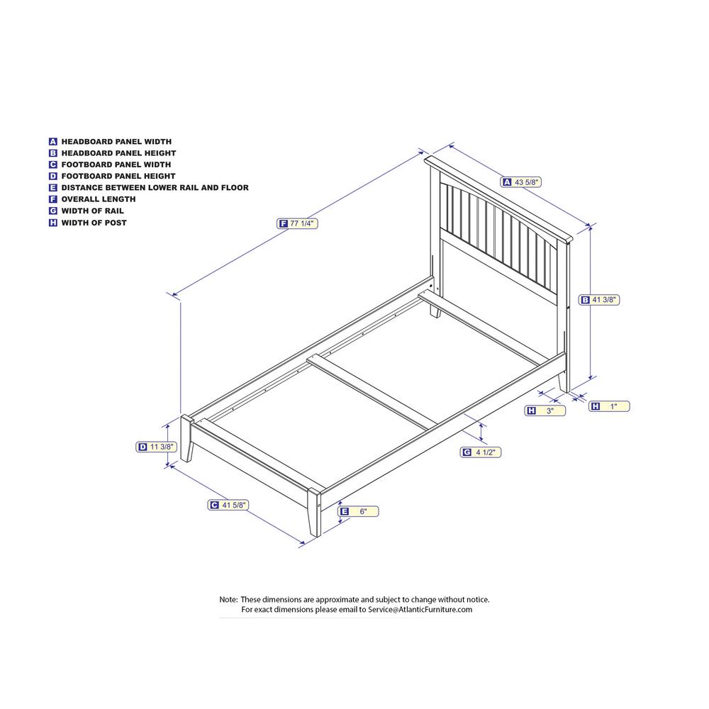 Atlantic Furniture Nantucket Twin Traditional Bed in White 