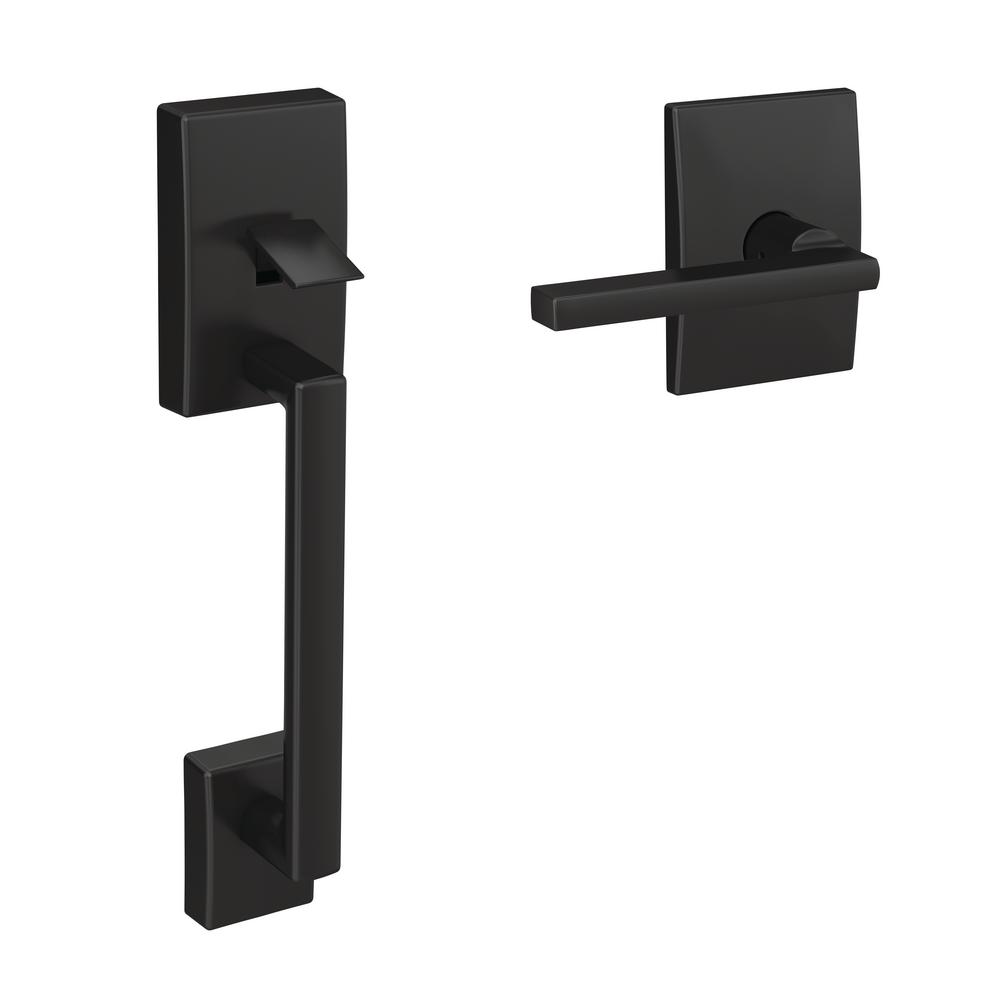 Schlage Custom Matte Black Century Front Entry Handleset and Latitude