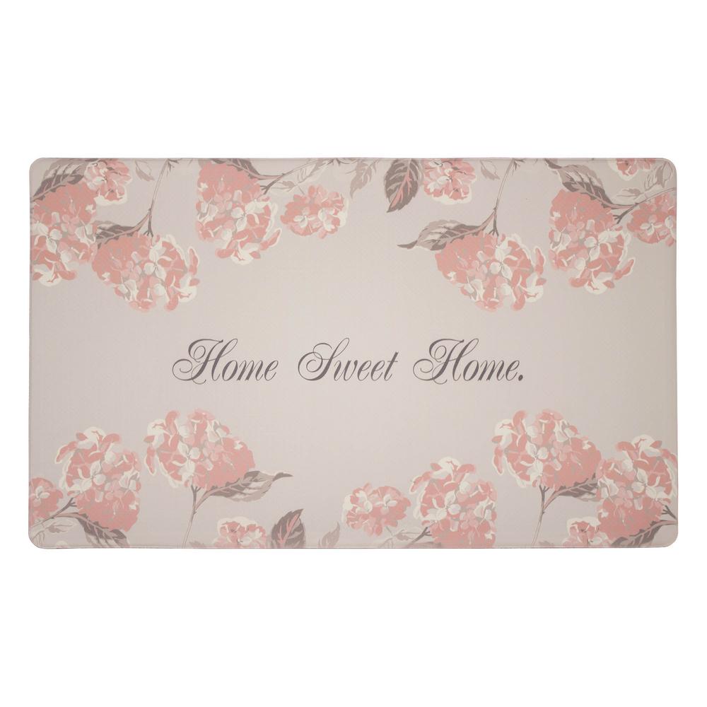 Laura Ashley Hydrangea Dove Grey 20 in. x 32 in. PVC AntiFatigue Comfort Kitchen Mat