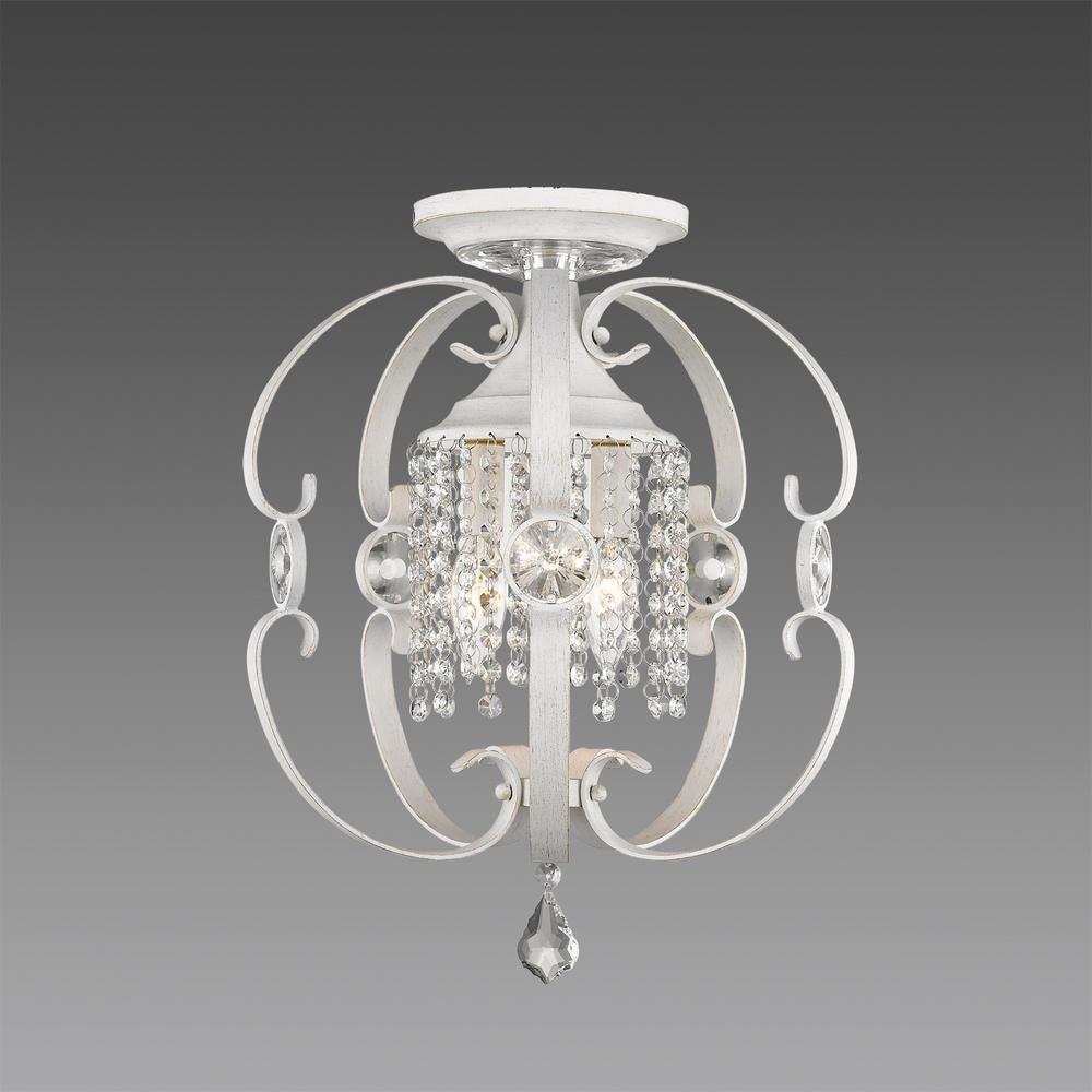 Golden Lighting Ella 3 Light French White Semi Flush Mount Light