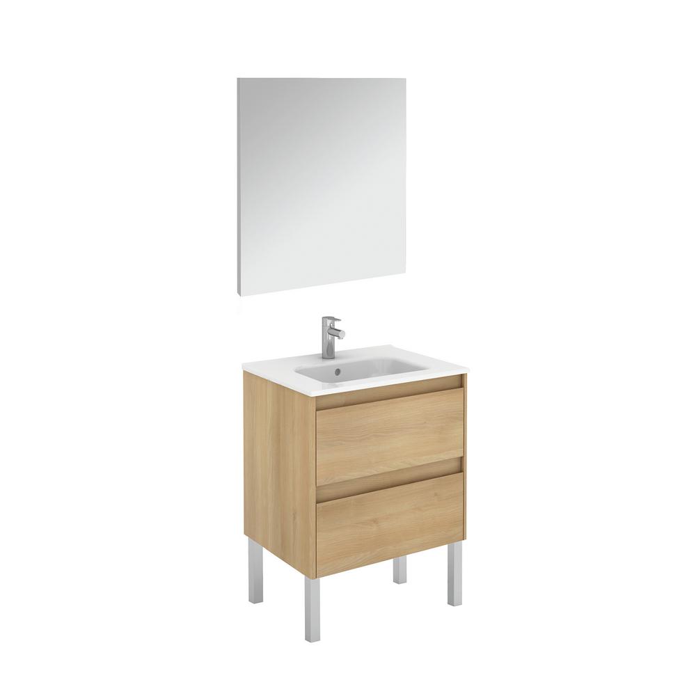 Ws Bath Collections Ambra 23 9 In W X 18 1 In D X 32 9 In H Complete Bathroom Vanity Unit In Nordic Oak With Mirror Ambra 60f Pack 1 No The Home Depot