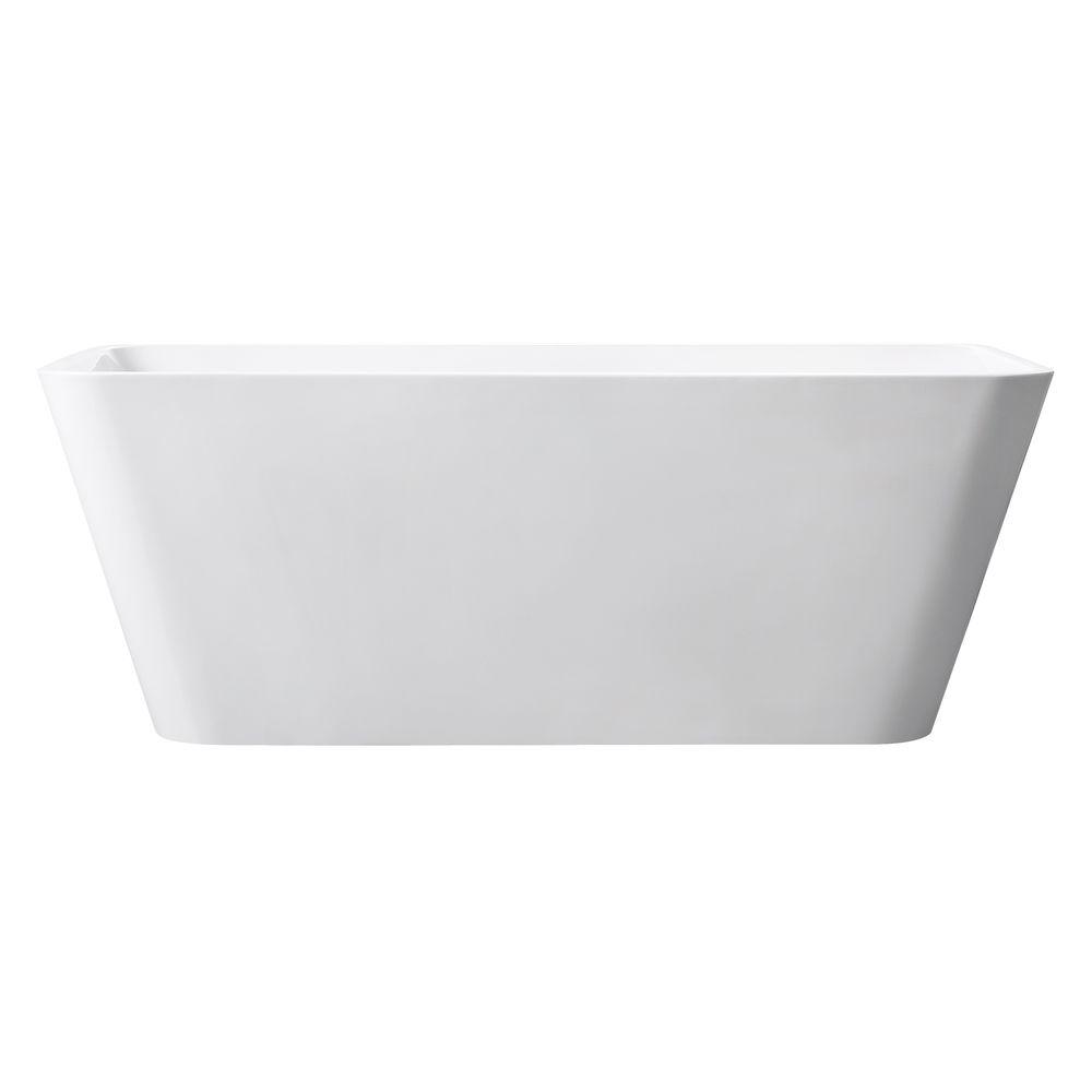 Avanity Piron 5 25 Ft Acrylic Center Drain Rectangular Bathtub In Acrylic Center Drain Rectangular Bathtub In White Gloss