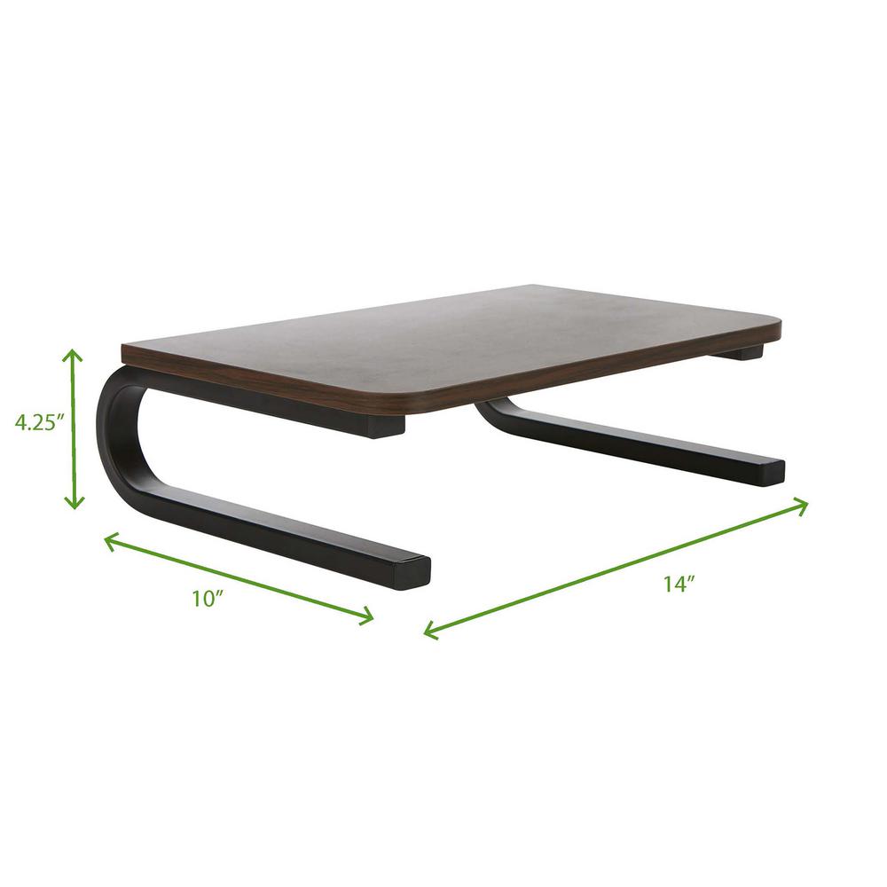Mind Reader Monitor Stand Wood Top Metal Monitor Stand Sturdy Laptop Riser Desktop Stand Desktop Organizer Black Wdst Blk The Home Depot