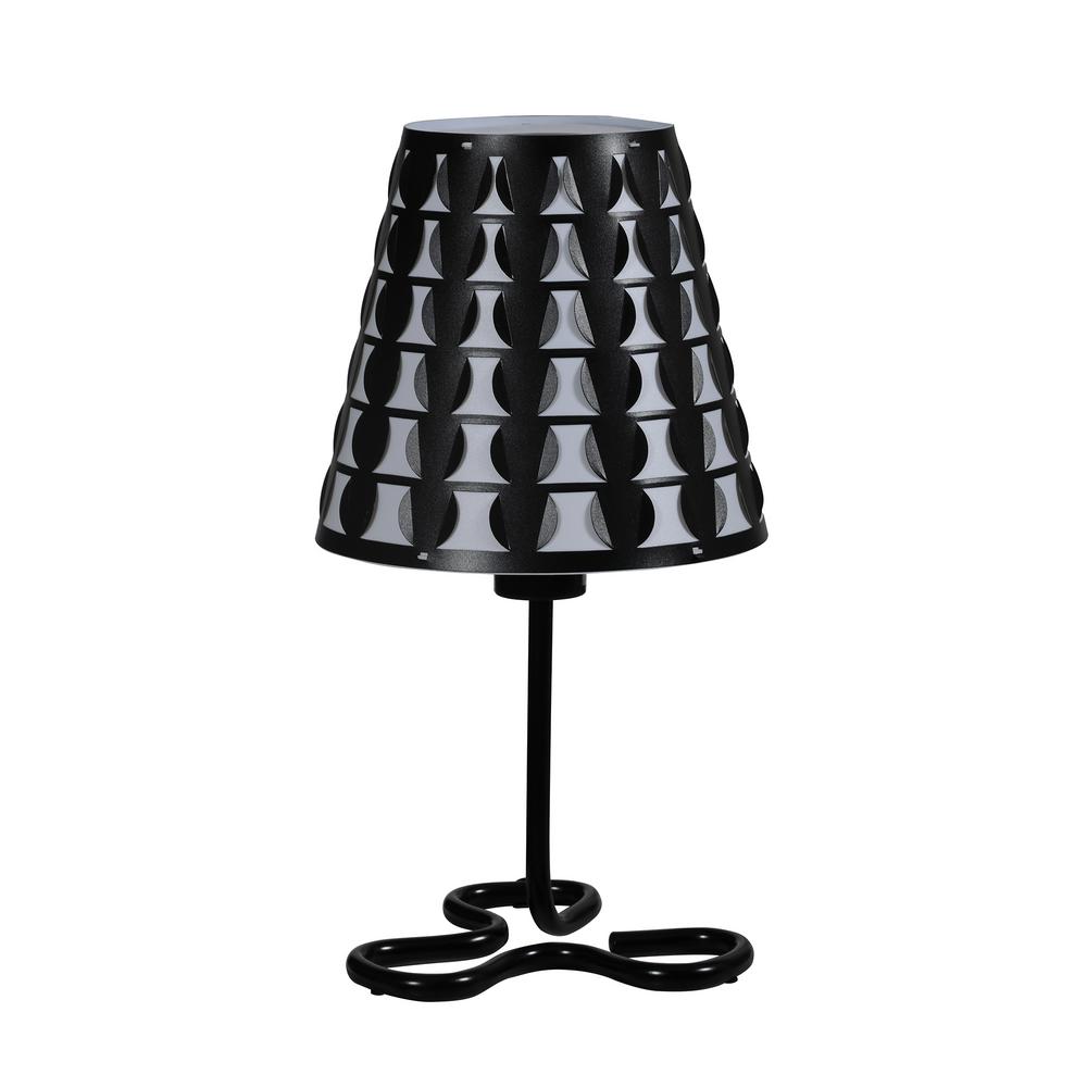 black geometric table lamp