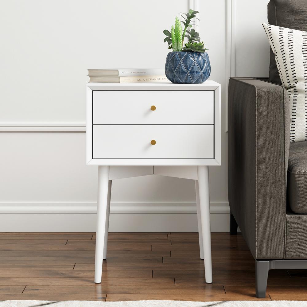 Nathan James Harper White 2Drawer Wooden Side Table 32701 The Home Depot