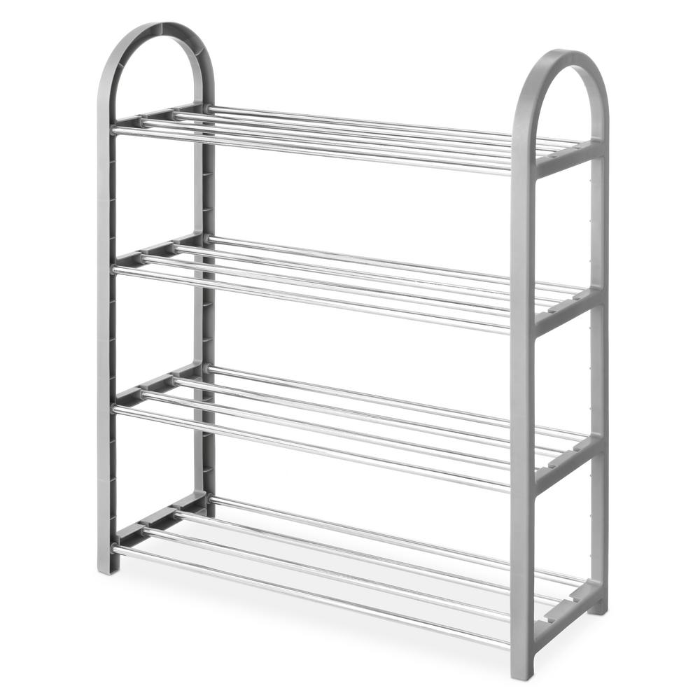 Whitmor 25 50 In H X 19 50 In W 16 Pair Chrome Steel Shoe Organizer 6091 7150 Pgray The Home Depot