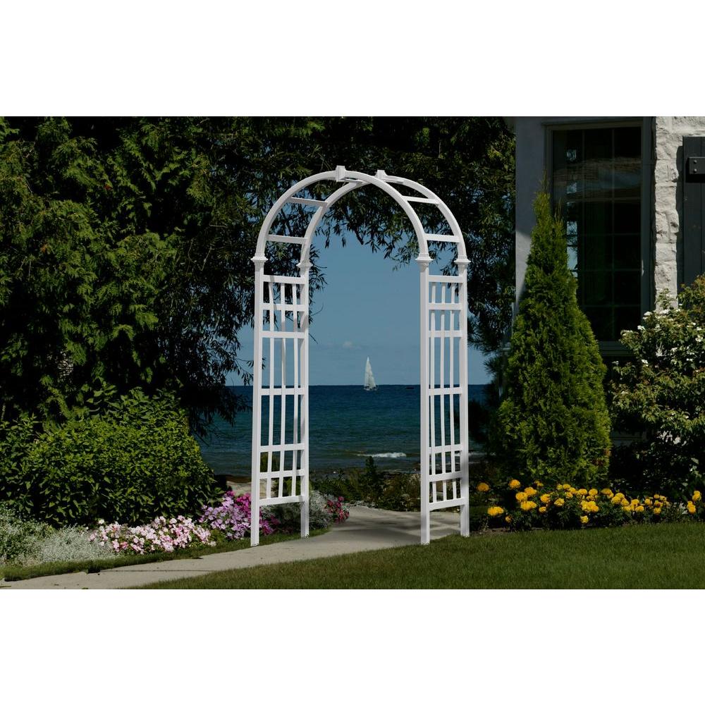 DuraTrel 85 in. H X 72 in. W White Vinyl PVC Wellington Arbor11179