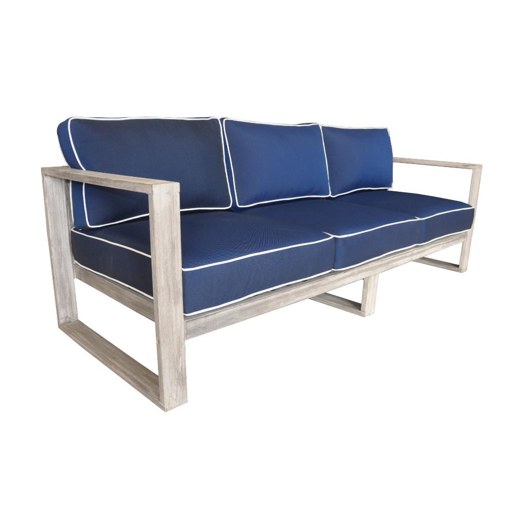 Courtyard Casual North Shore Collection 3 Person Teak Outdoor Sofa