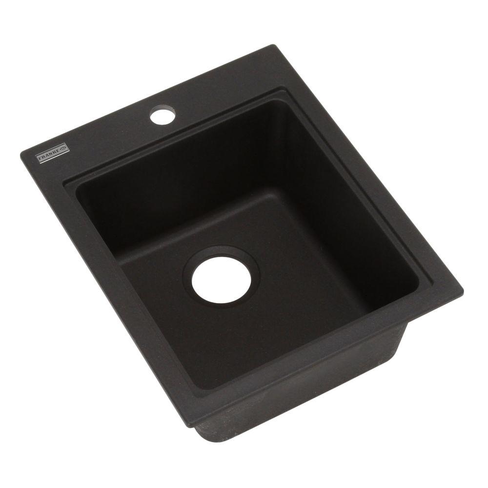 Dual Mount Granite Composite 16 75 In 1 Hole Single Bowl Kitchen Sink Prep In Onyx