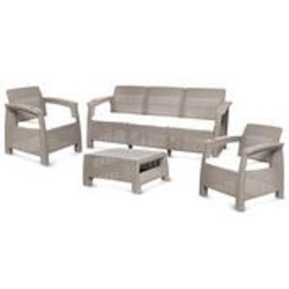 Mq Ferrara Rich Taupe 4 Piece Plastic Outdoor Patio Sofa Set With