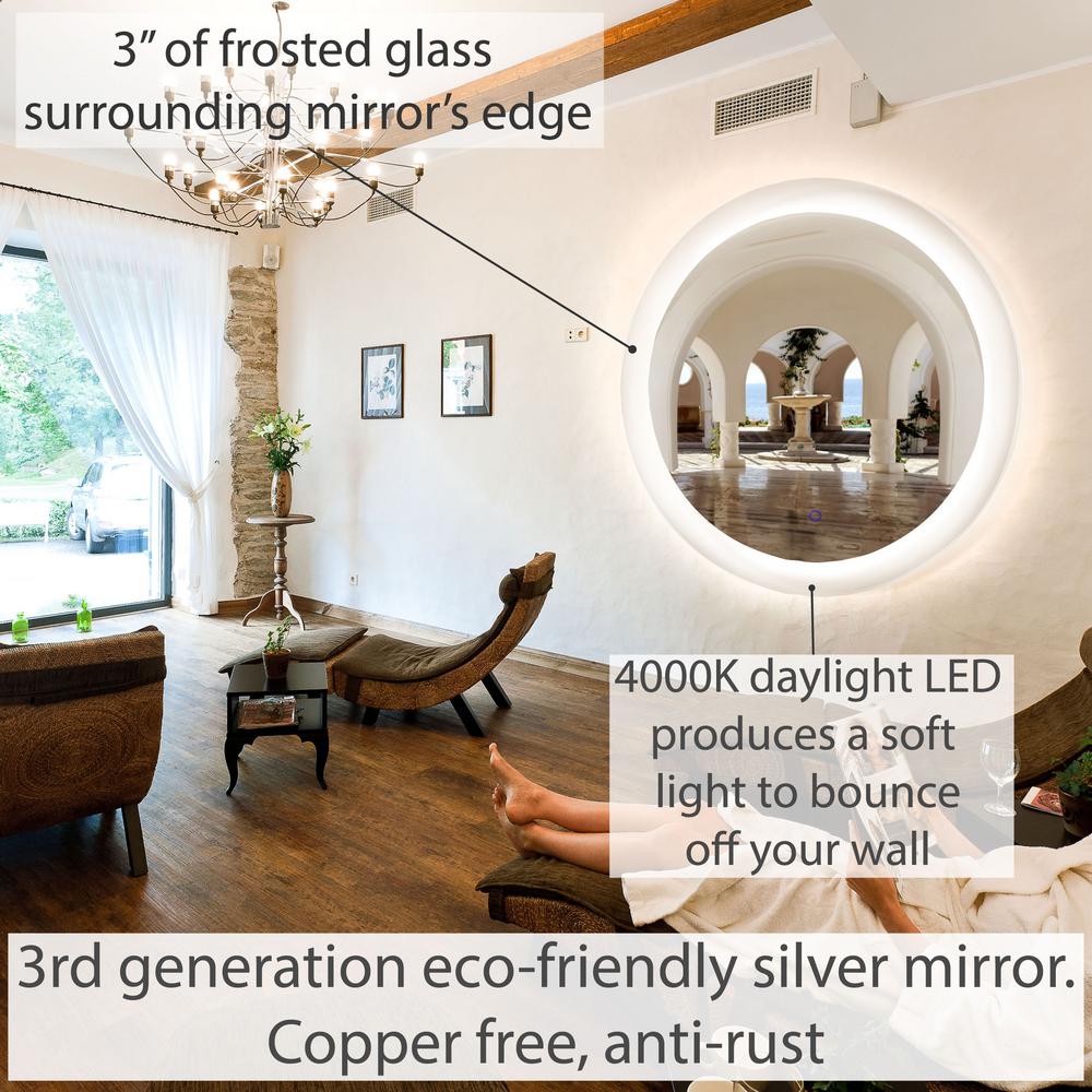 Dyconn Royal 36 In W X 36 In H Frameless Circle Anti Fog Bathroom Vanity Mirror M12cat34w The Home Depot