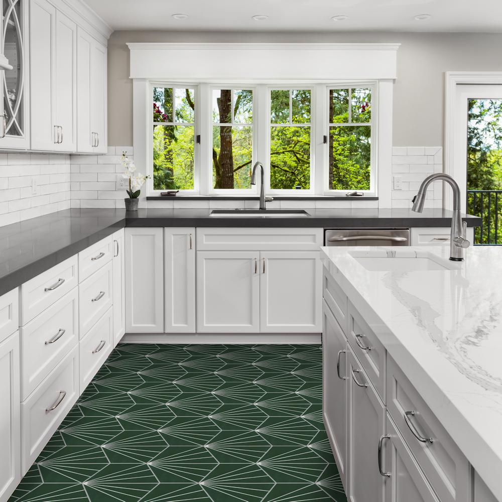 Green Floor Tiles Kitchen - Carpet Vidalondon