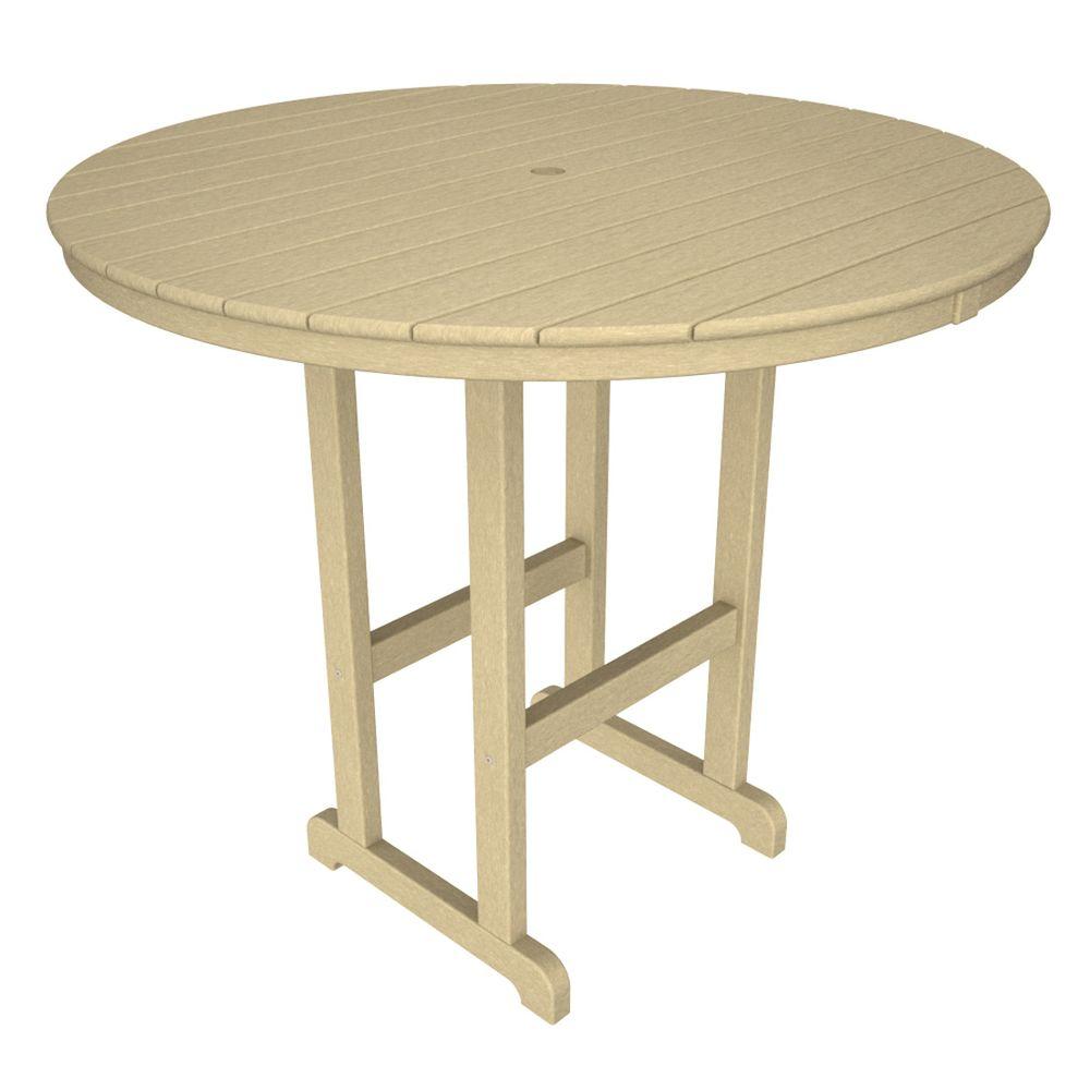 POLYWOOD La Casa Cafe 48 In. Sand Round Plastic Outdoor Patio Counter ...