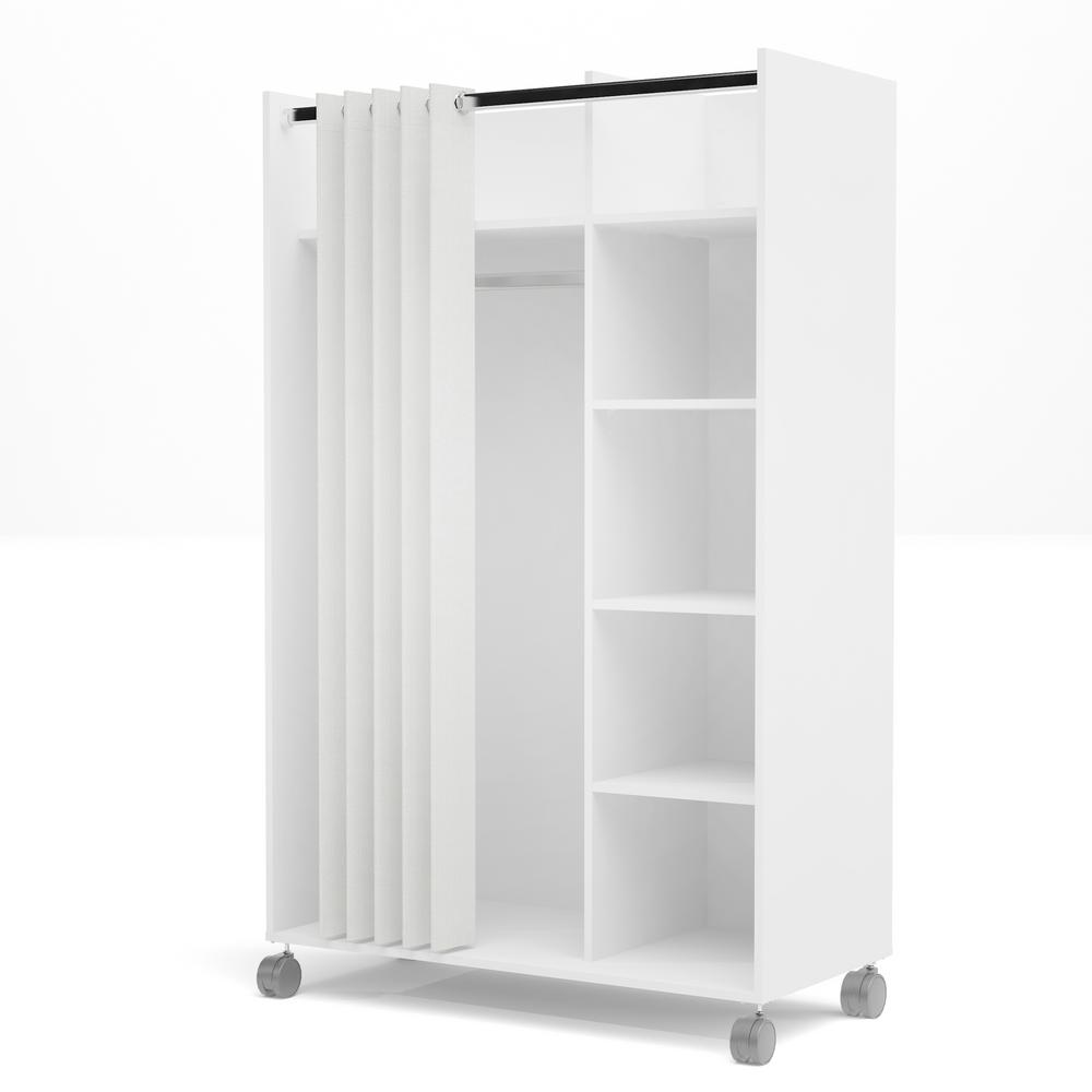 Tvilum Lola White Natural Fabric Mobile Armoire With Curtain 62 99