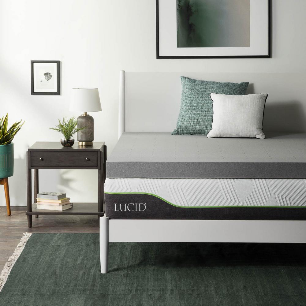 Lucid 4 in. Twin XL Bamboo Charcoal Memory Foam Mattress ...