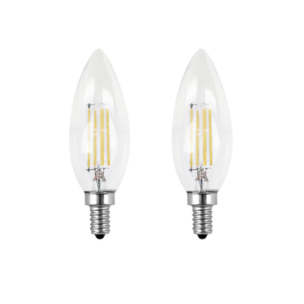 Feit Electric 40 Watt Equivalent B10 Candelabra Dimmable Filament 40 Watt Equivalent B10 Candelabra Dimmable Filament Cec Led Energy Star Clear Glass Light Bulb Daylight 2 Pack