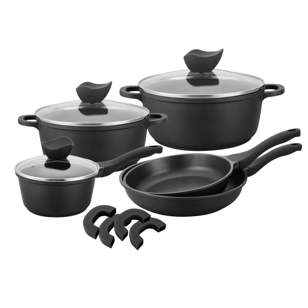 CULINARY EDGE 8-Piece Black Die-Cast Aluminum Cookware Set by CULINARY EDGE