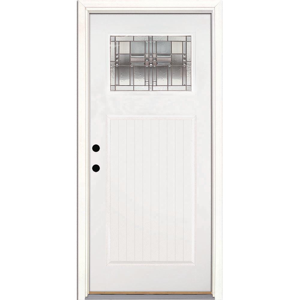 Feather River Doors 37.5 in. x 81.625 in. Monroe Zinc Craftsman 1/4