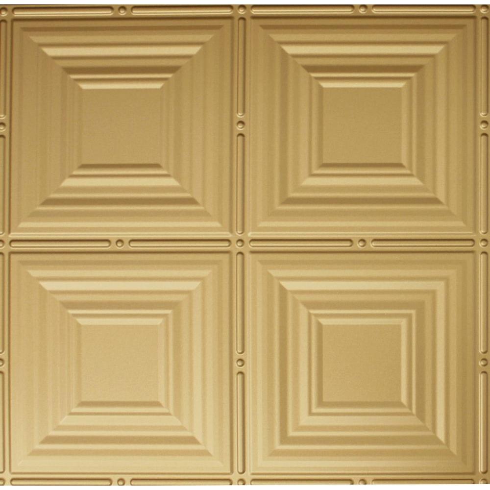 Global Specialty Products Dimensions 2 Ft X 2 Ft Brass Lay In Tin Ceiling Tile For T Grid Systems