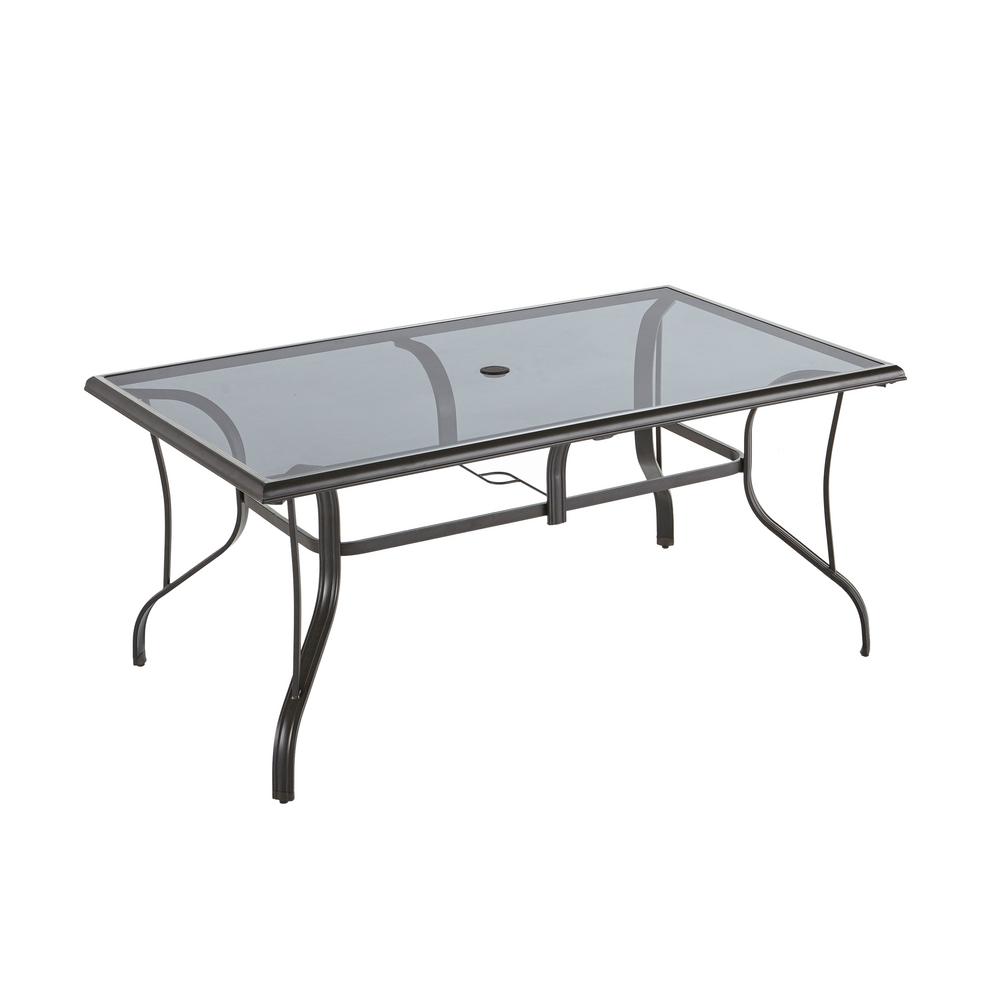 Hampton Bay Statesville Pewter Rectangle Aluminum Glass Outdoor Dining Table-FTA70512A - The ...