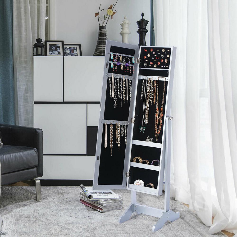 Costway Mirrored Jewelry Box Cabinet Armoire Organizer Storage Costway Mirrored Jewelry Box Cabinet