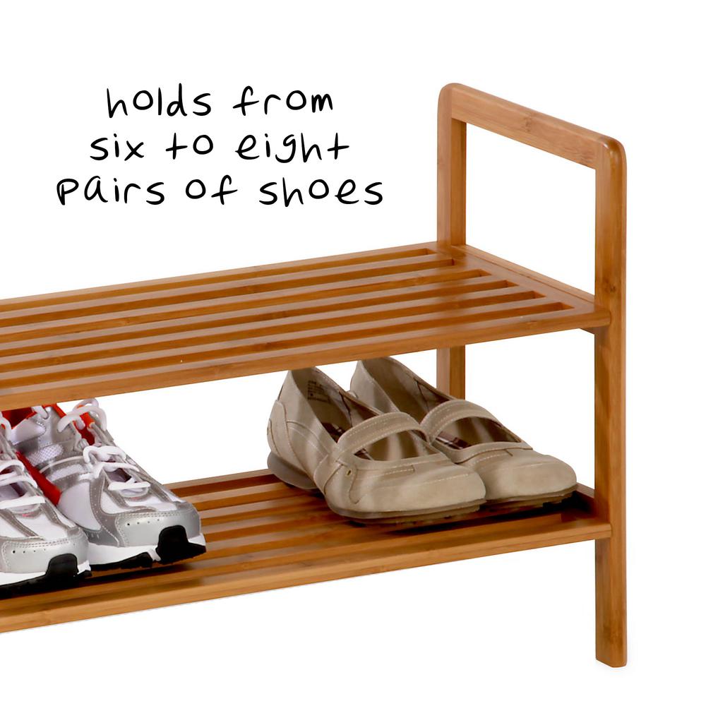 Honey Can Do 2 Shelf Bamboo Shoe Rack Sho 01600 The Home Depot