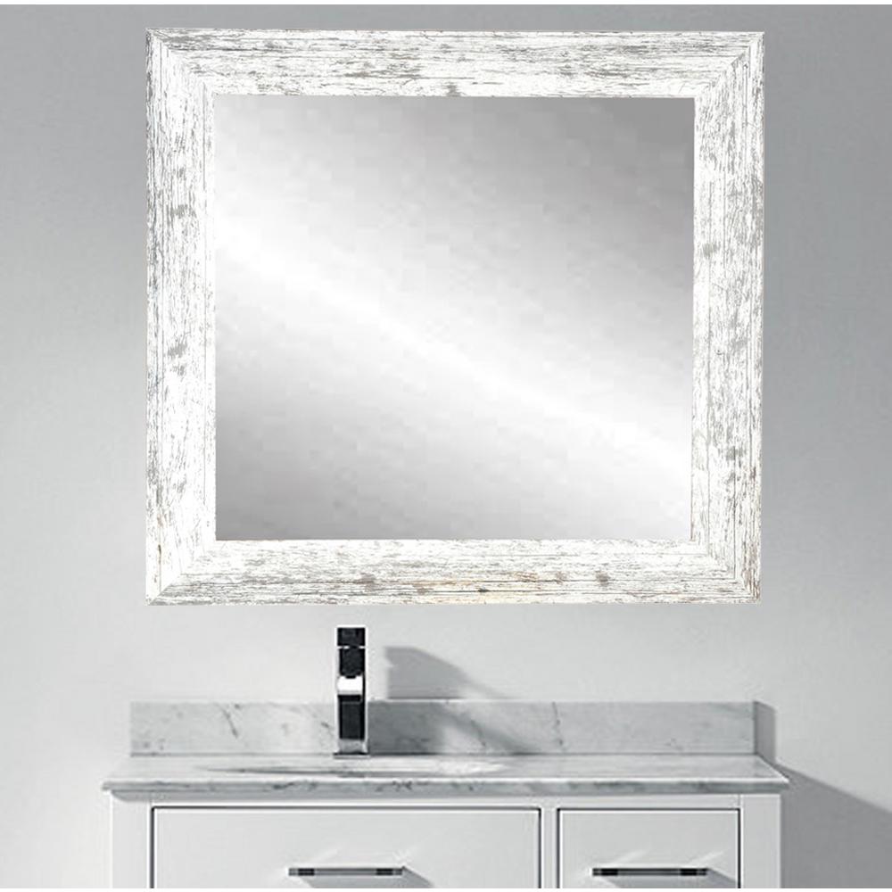 Distressed White Barnwood Wall Mirror Bm032sq The Home Depot Distressed White Barnwood Wall Mirror