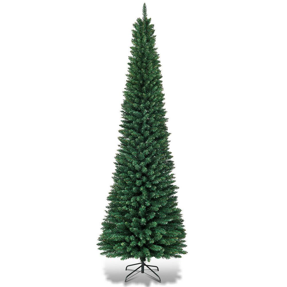 Costway 9 Ft Pvc Artificial Slim Pencil Unlit Christmas Tree With