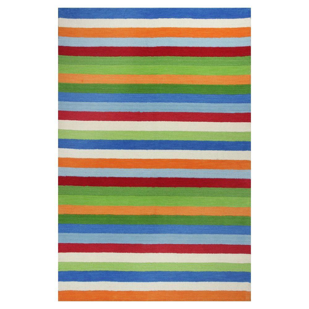 Kas Rugs Girls Stripe Blue/Red 5 ft. x 7 ft. 6 in. Area RugKID04355X76 The Home Depot