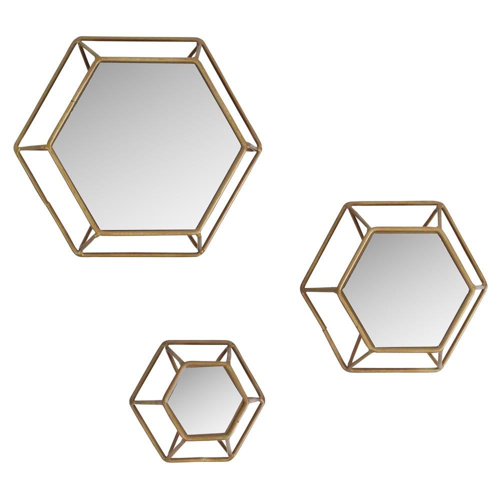 Shanton Hexagonal Wall Mirrors (Set of 3)-5216 - The Home ...