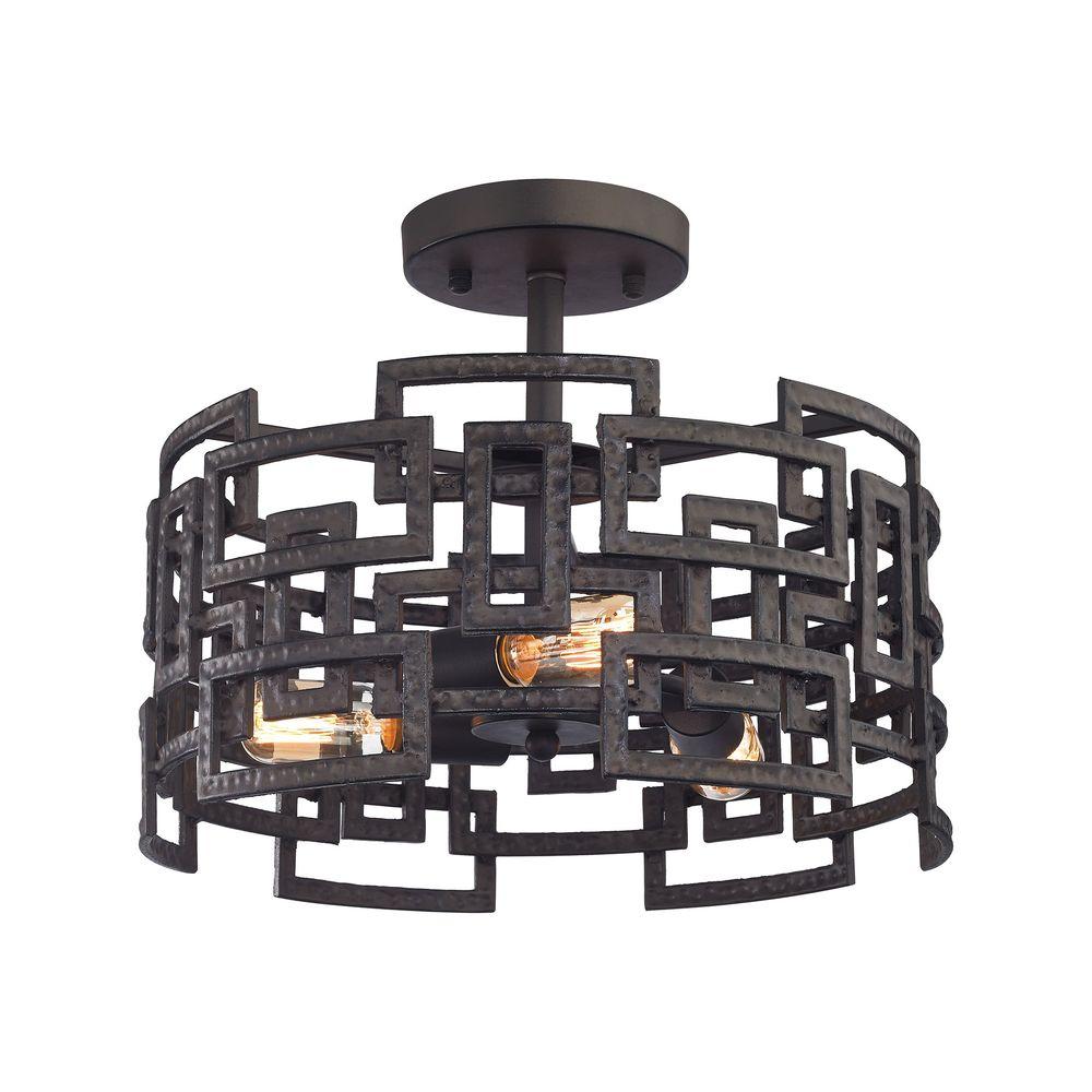 Titan Lighting Garriston 3 Light Clay Iron Semi Flush Mount Tn 75538 Titan Lighting Garriston 3 Light Clay Iron Semi Flush Mount